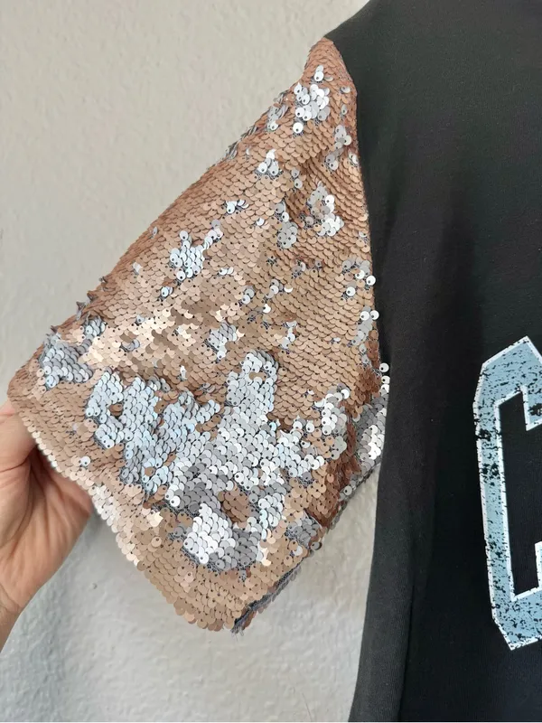 Gameday Couture Dallas Cowboys Football Sequin Sleeve T Shirt Blouse Size Medium - Image 2