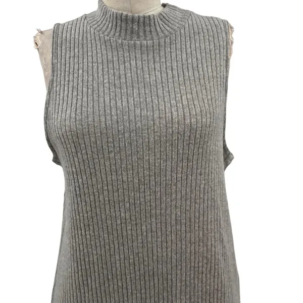 Anthropologie‎ Ro & De Rib Tunic Tank Top Sleeveless Turtleneck Gray Size Small - Image 5