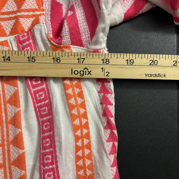 Old Navy‎ Bohemian Red Multi Geometric 100%Cotton Tribal Print Babydoll Top M - Image 6