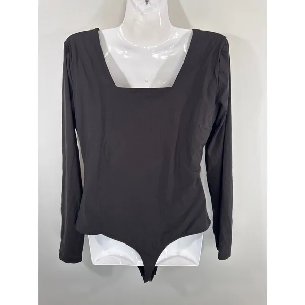 Quince Black Square Neck Bodysuit Women XL‎ Minimalist Stretch Essential - Image 6