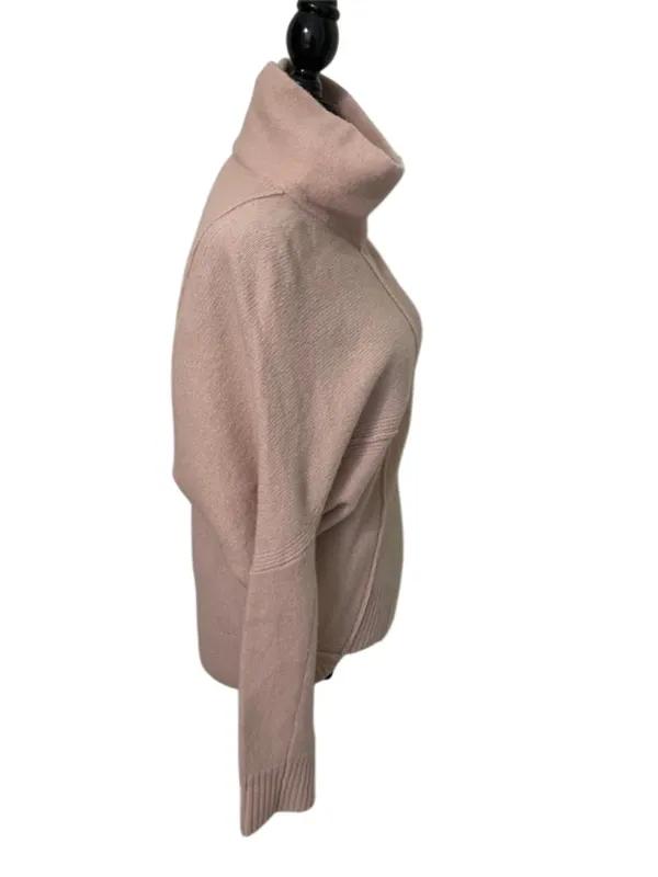 AllSaints Lock Roll Neck Sweater M Rose Pink Asymmetric Wool Yak Knit WK156T - Image 13