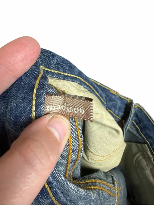 Abercrombie & Fitch Y2K Distressed Bootcut Madison Jeans Blue Denim Grunge Sz 6 - Image 5