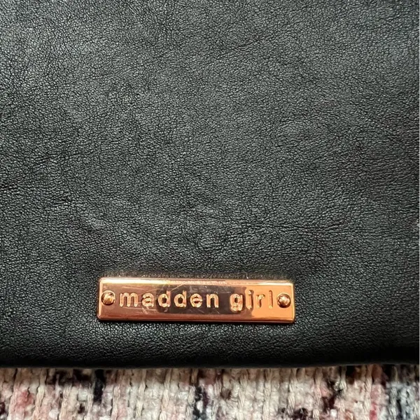 Madden Girl Black and Rose Gold Wristlet Vegan Faux Leather - Image 2