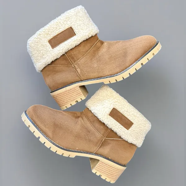 Source Unknown Women’s Brown Plush Lined Non-slip Winter Ankle Boot - Image 2