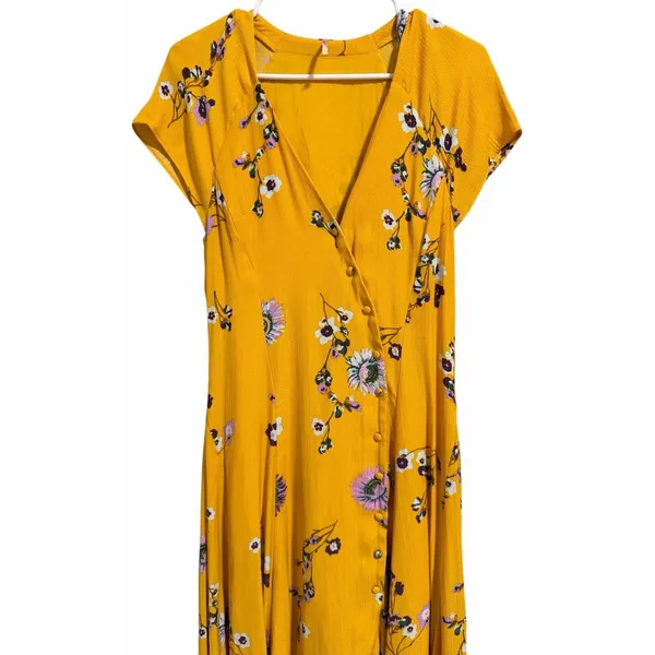 Free‎ People Lost In You Floral Midi Dress Yellow Women's Size Small - Image 3