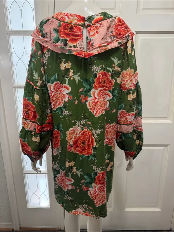 Farm Rio by Antropologie Floral Print Elinor Tunic Dress Size Medium - Image 11