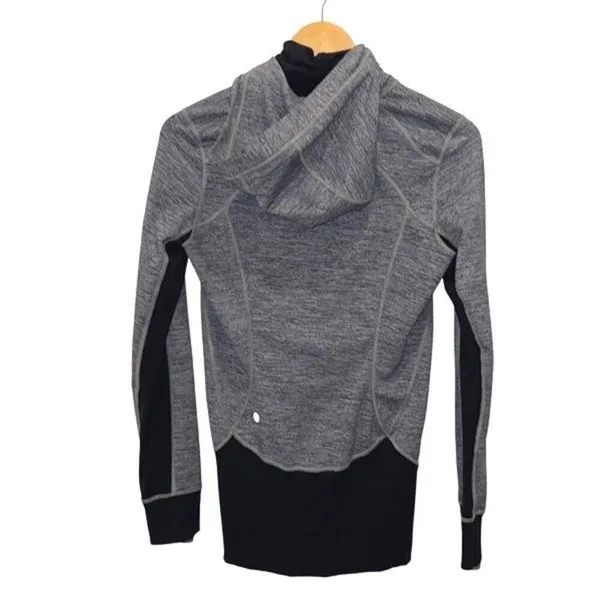 Lululemon Athletica Womens Daily Practice Zip Up Hooded Jacket Gray Black Size 8 - Image 6