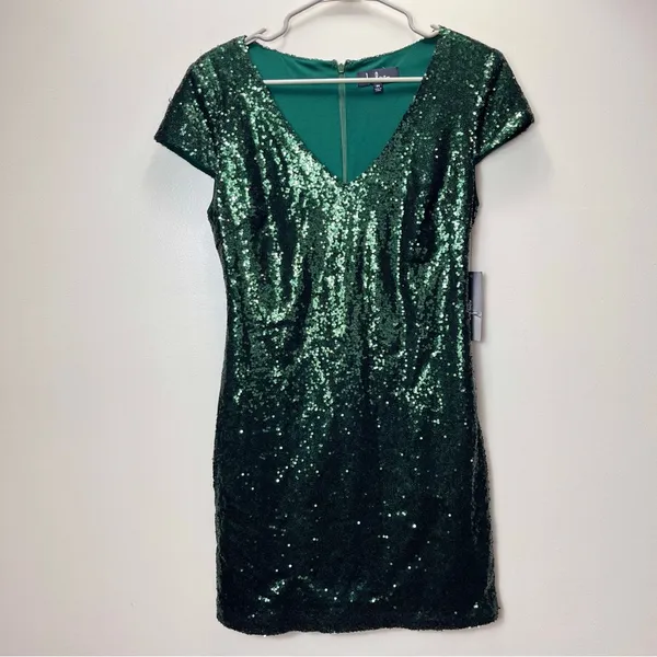 NWT Lulus Kasson Green Sequin Bodycon Mini Dress‎ MEDIUM - Image 5