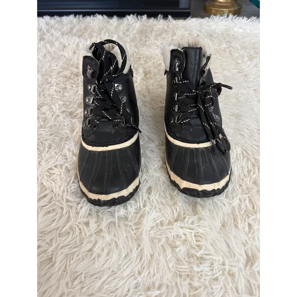 Waterproof JBU Boots Winter Snow Boots‎ Lace Up Black Faux Fur - Image 2