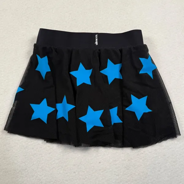 Ultracor Skort Womens Medium Black Blue Star Print Mesh Athletic Tennis Skirt - Image 4
