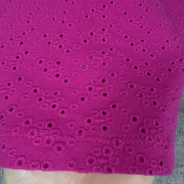 Lauren Ralph Lauren Size-L Women Pink Short-Sleeve Eyelet Polo Shirt Top - Image 8