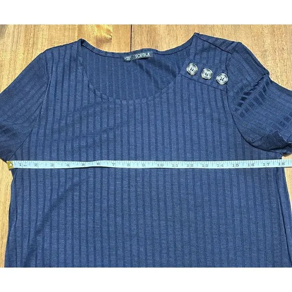 Storybuk Knit Small Ladies Navy Ribbed Short Sleeve Top - Image 6