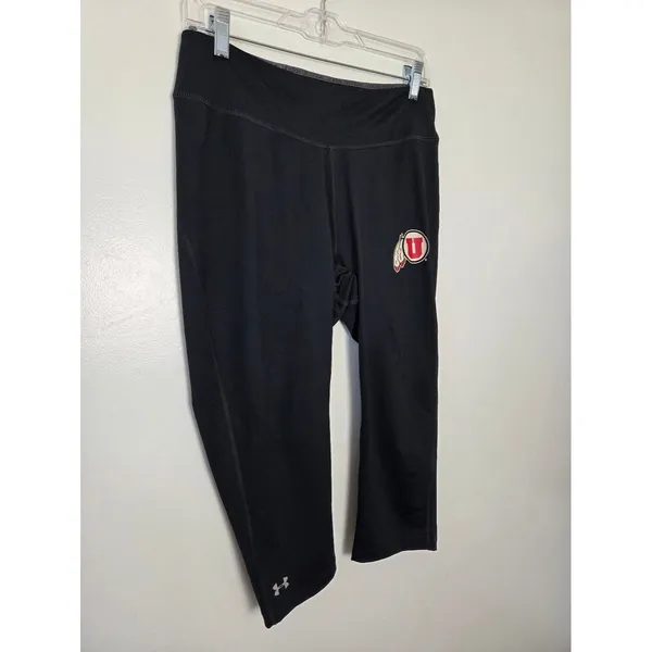 Under Armour Fitted Capri Leggings University Of Utah Utes Black Running Large - Image 2