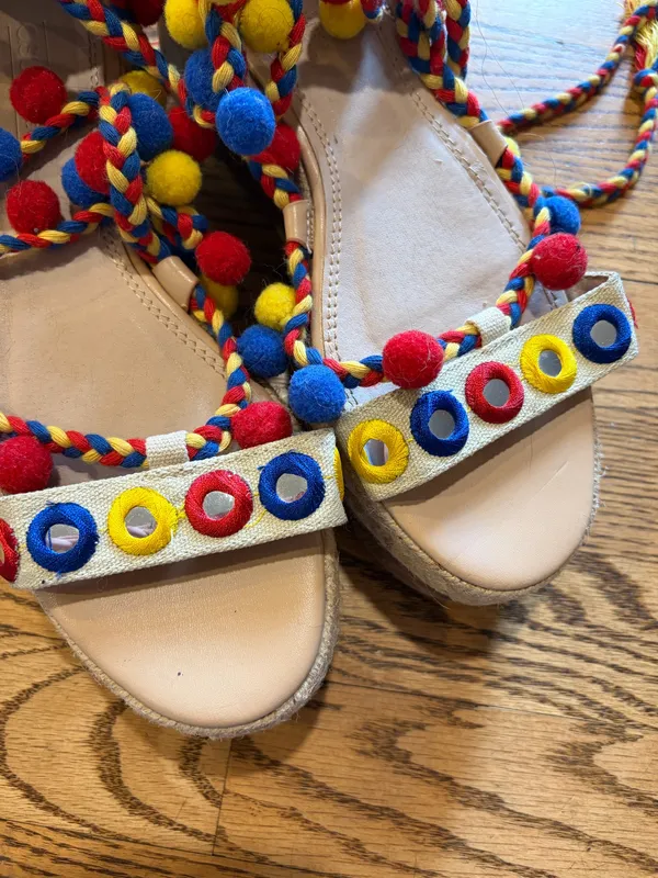 ASOS Tijuana Multi Pom Flatforms  Espadrille Platforms Multi Color - Image 6