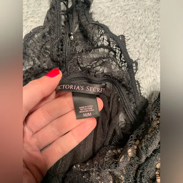 Victoria’s secret Black Sheer Lace Lingerie chemise medium - Image 7