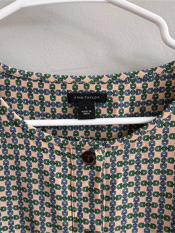 Ann‎ Taylor Geometric Print Midi Dress Large Long Sleeve Boho - Image 2