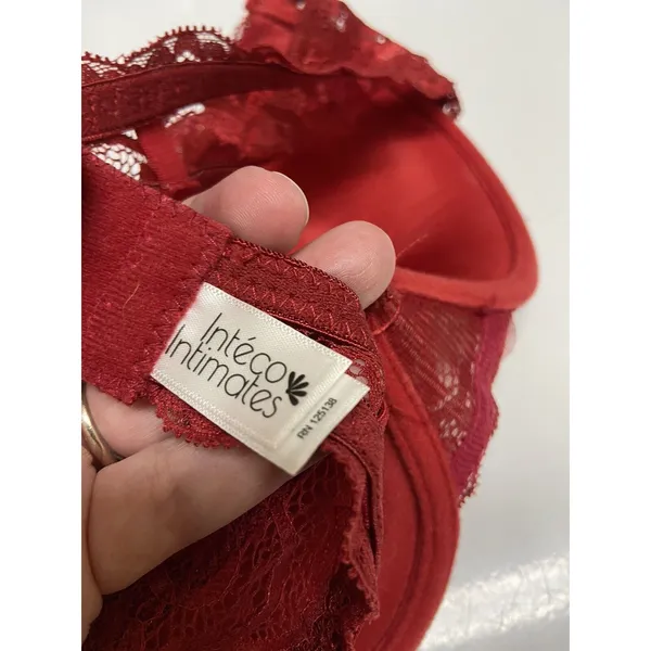 Inteco Intimates Womens‎ Bra Sz 34B Red Lace Push Up Padded - Image 3