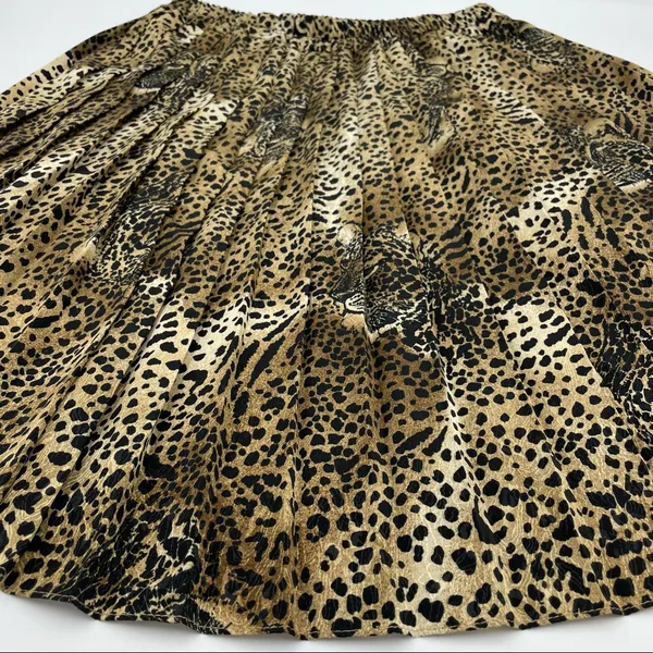 Vintage Hidden Leopard Faces Pleated Skirt Animal Print‎ 80s Drama Eclectic Fun - Image 8