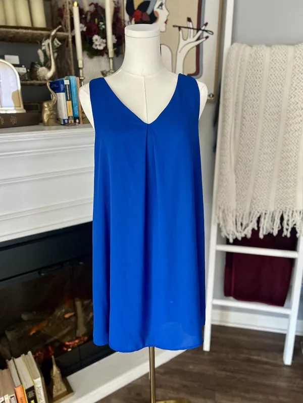 Soprano Royal Blue Sleeveless Shift Dress Women’s Medium - Image 5