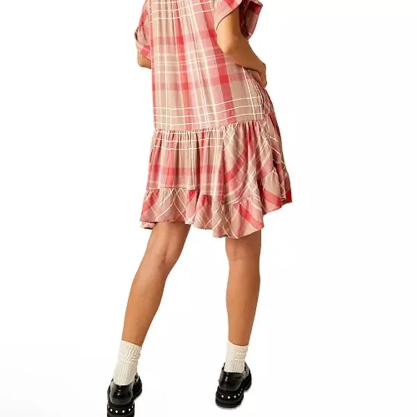 Free People Agnes Plaid Cotton Minidress size‎ small - Image 6