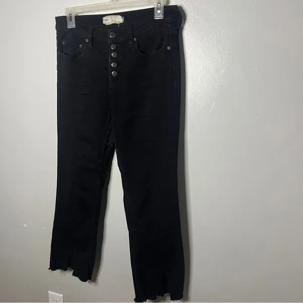 Free People Black Button Fly High-Rise Raw Hem Women's Jeans 29 - Image 4