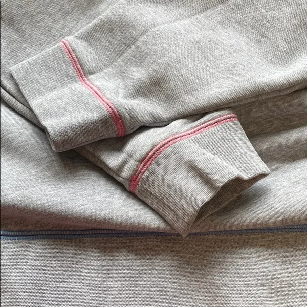 Bombas Grey Color Stitching Crewneck Sweatshirt Large Pockets - Image 3