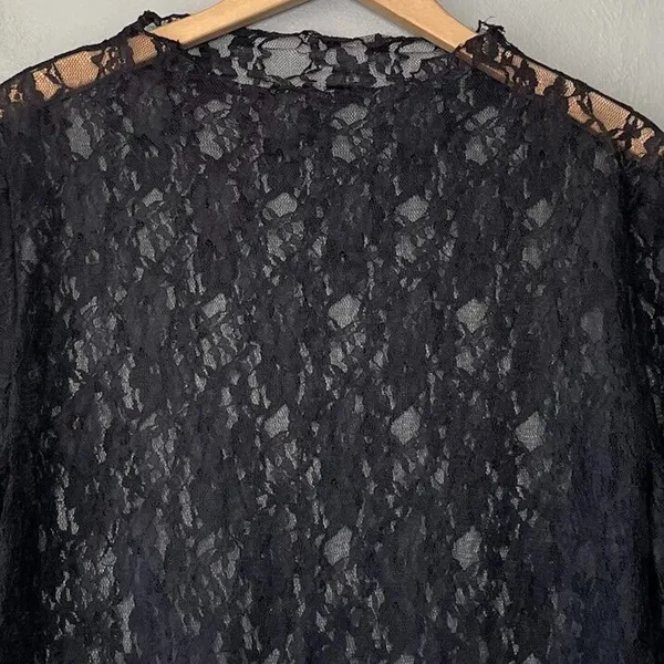 Sheer Lace Top Size Medium Black Whimsigoth Fairy Grunge Gothic Indie Sleaze - Image 3