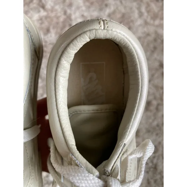 Vans Leather Low Top Sneakers Old Skool 90s Y2K Ivory VTG Skater Preppy Gen Z 6 - Image 10