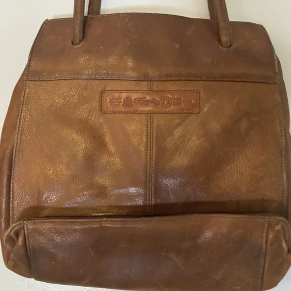 Brown Leather Fossil Shoulder Handbag Bag 75082 Purse with‎ Key - Image 3