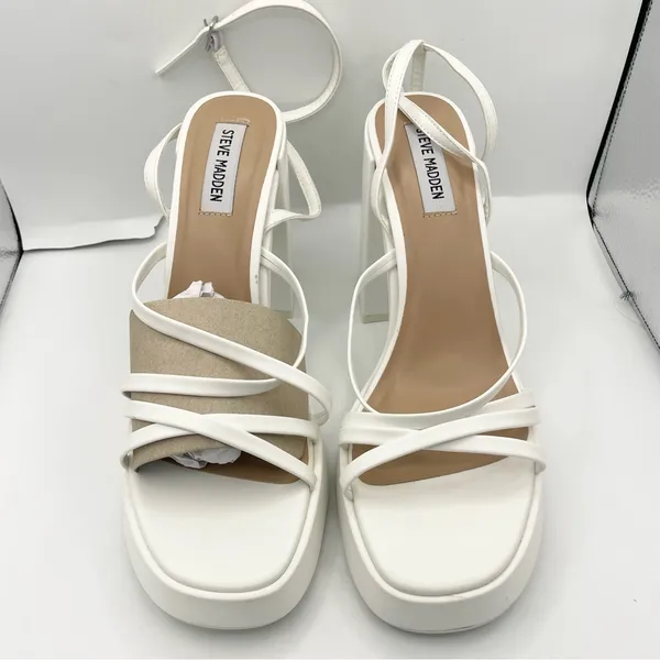 Steve Madden affection strappy white heel platform sandals women’s Size 11M - Image 3
