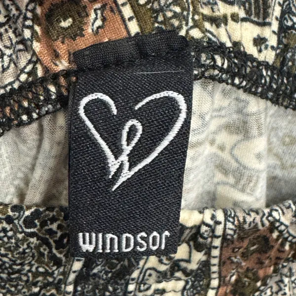 Windsor Elephant Paisley Print Flare Leg Boho Pants Brown Black Small EP7647 - Image 6