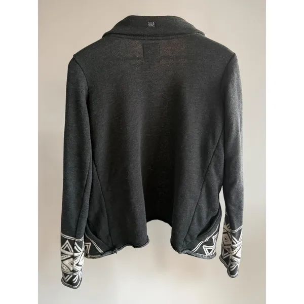 Billabong Gray Tribal Geometric Front Shawl Collar Cardigan Sweater Womens‎ M - Image 2