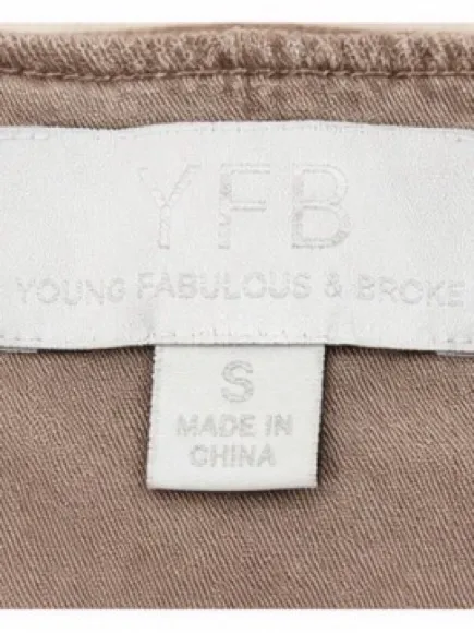 YFB Young Fabulous & Broke 100% Lyocell Taupe Button Front Cami Vest Size Small - Image 5