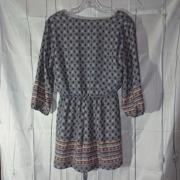Miami paisley 3/4 sleeve v-neck boho chic geometric print cottagecore romper - Image 7