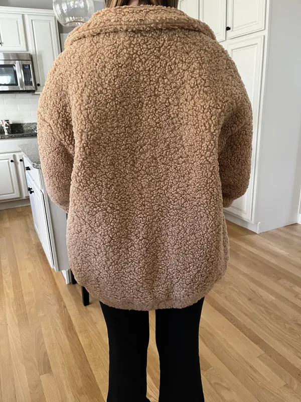 SheIn Oversized Fuzzy Bomber Jacket - Image 4