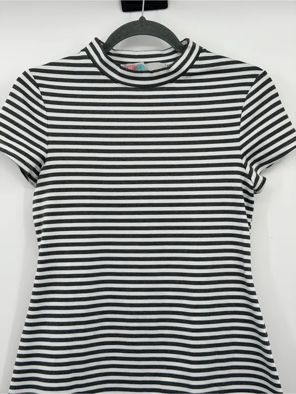 Free People Beach On‎ The Line Ponte Dress Small Gray White Stripe Mini - Image 4