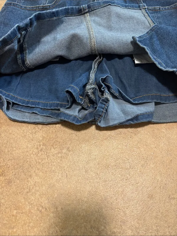 Dark Blue Denim Mini Skirt with Front Slit Size M - Image 2