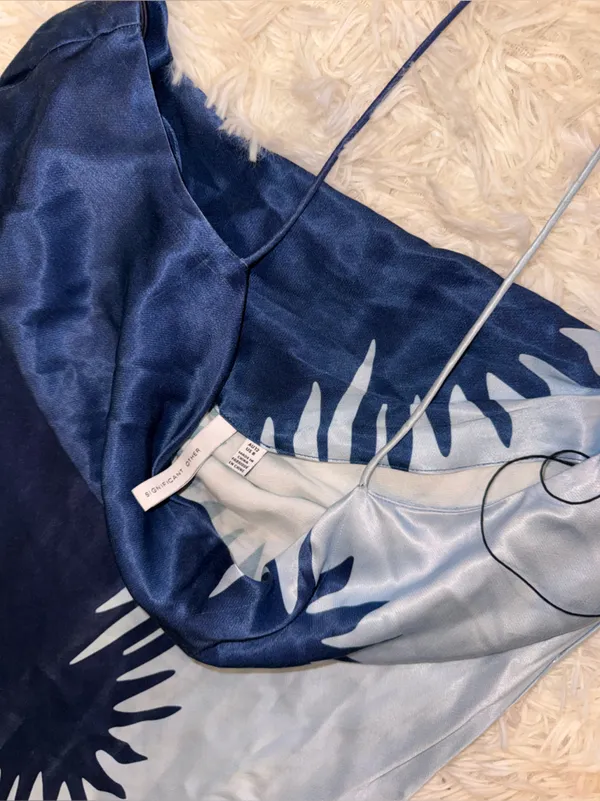 NEW Significant Other Flossie Abstract Bias-Cut Blue slip Maxi Dress sz 8 - Image 7