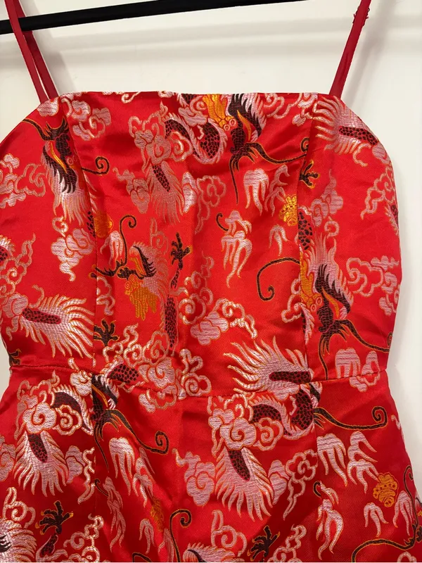 NWT PrettyLittleThing Red oriental Dragon-Print bodycon dress - Image 3