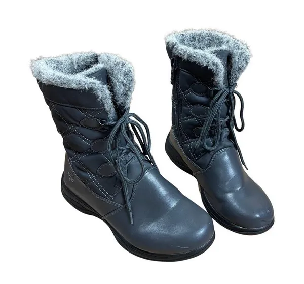 Totes Women's Size 6 Faux Fur Quilted Winter Snow Boots Lace Up Zipper Lined - Image 13