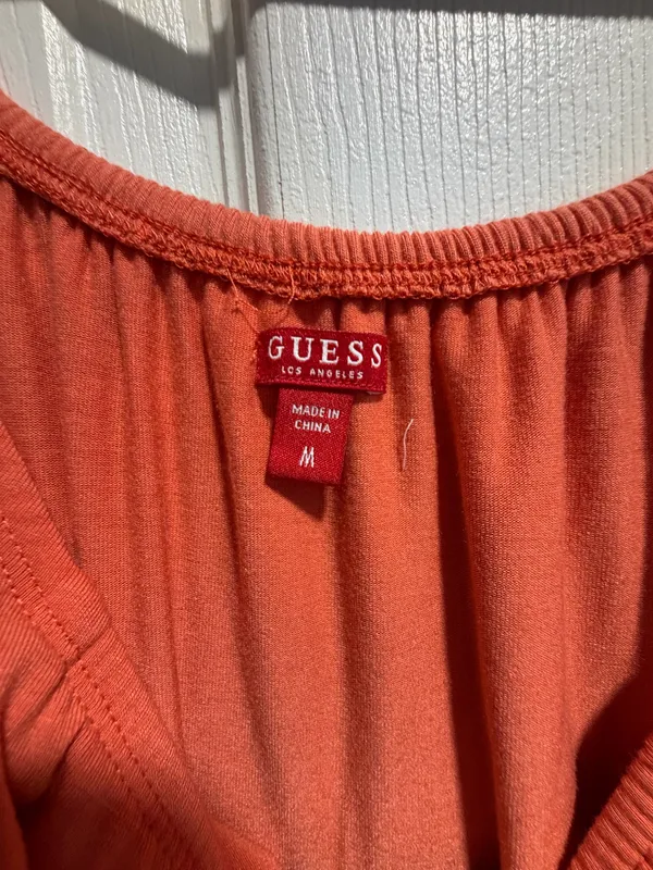 Guess Maxi dress coral M off shoulder ruffle neckline - Image 5