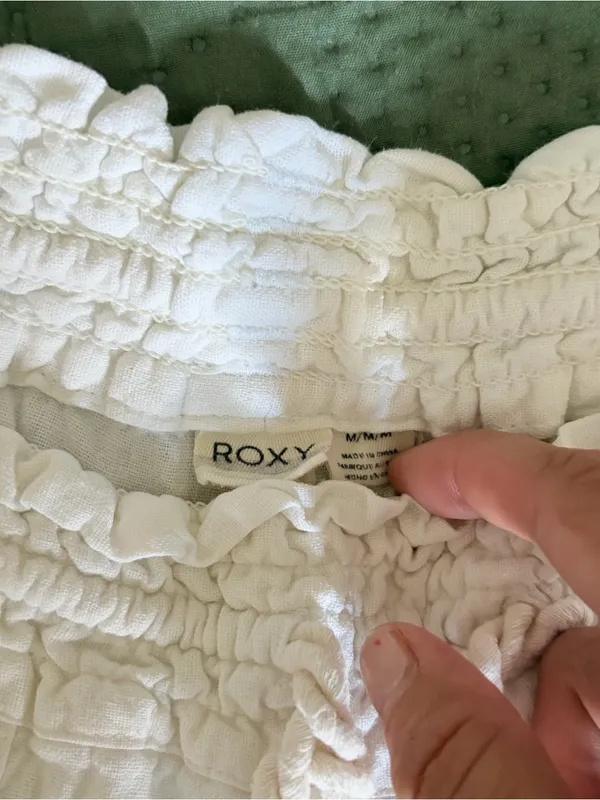 Roxy White Linen Blend Beach Pants Medium Drawstring Smocked Waist Casual - Image 5