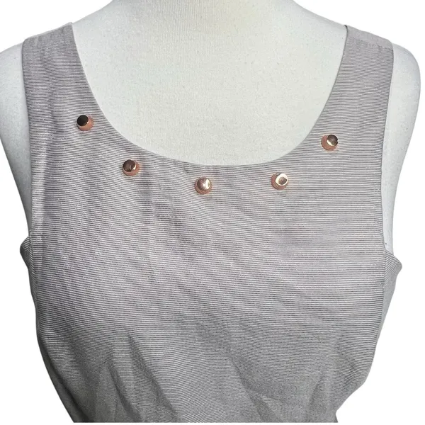 BCBGeneration Mini Dress 2 Light Gray Metallic Studded Pockets Fit Flare HOCO‎ - Image 4