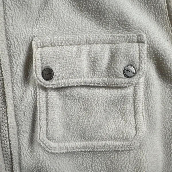 Chaps Vest Womens Large White Fleece Full Zip Pockets Mock Neck Buttons - Image 7