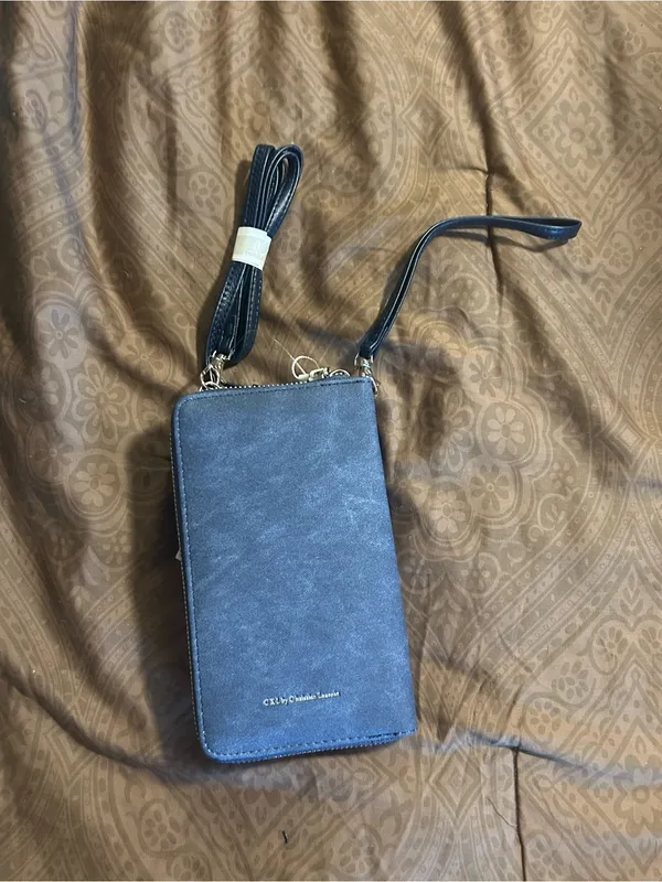 Christian Lacroix Indigo Denim Phone Crossbody Wristlet - Image 3