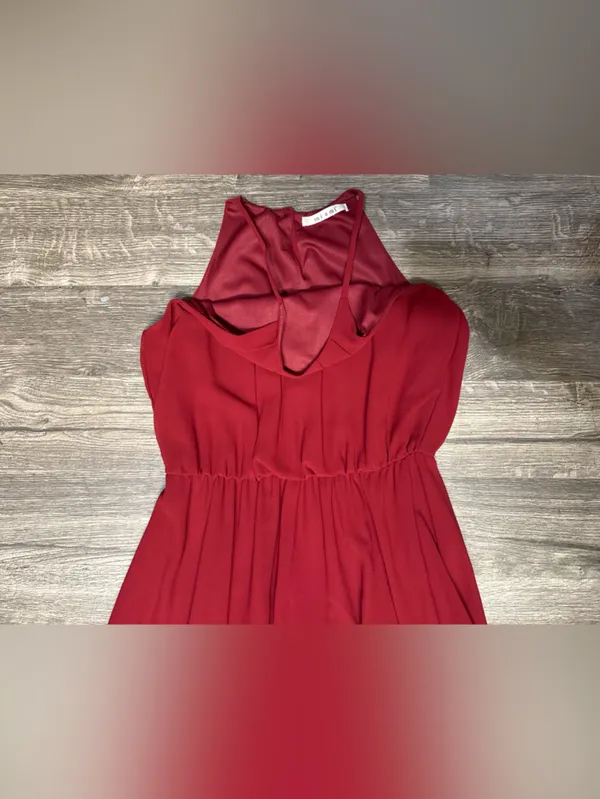 Miami Burgundy Halter Mini Dress Flowy Pleated Sleeveless Party Dress - Image 6