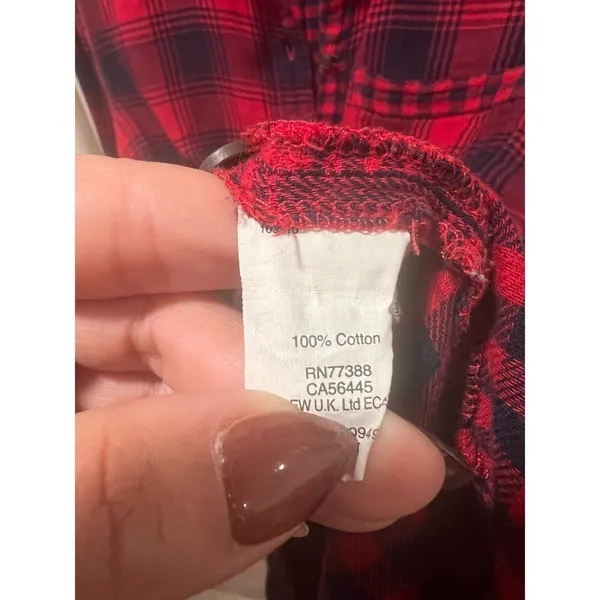 Madewell Red Plaid Ex-Boyfriend Flannel 90s Grunge Small - Image 8