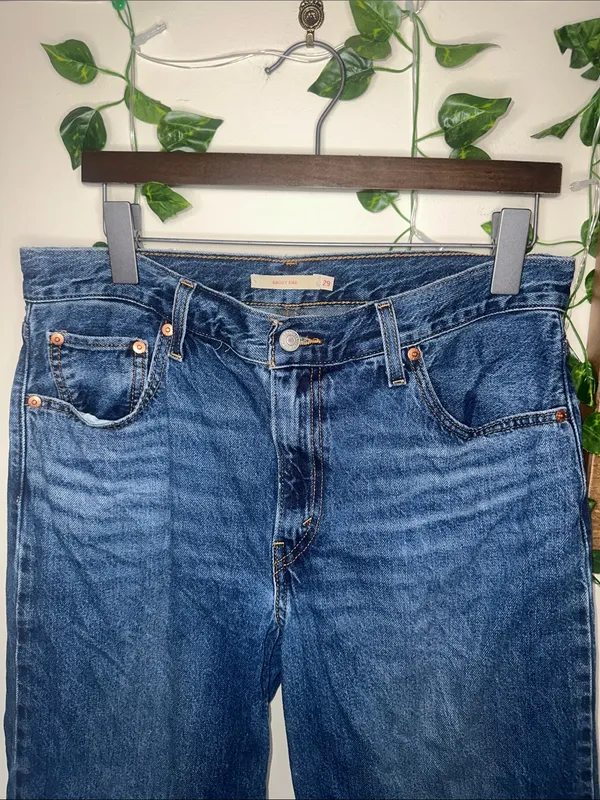 Levi’s Baggy Dad Dark Blue Wash Wide Leg Jeans - Image 2