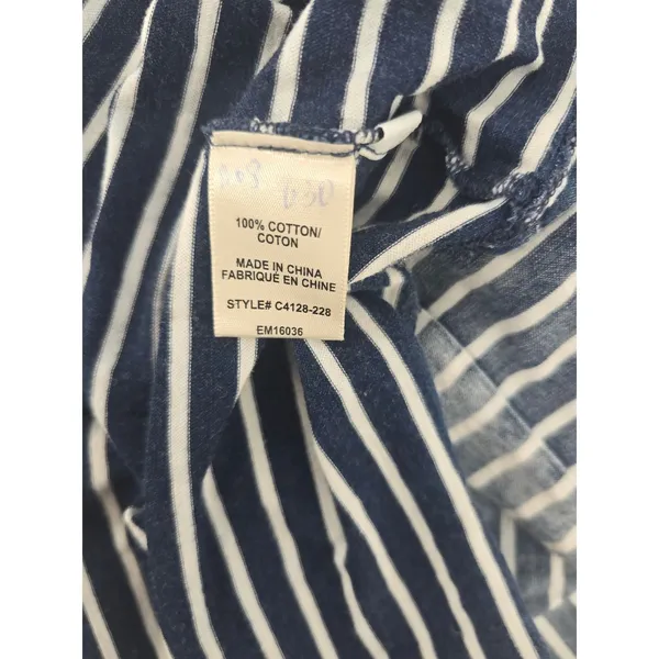 Cloth & Stone T-Shirt Womens Small‎ Blue Striped Scoop Neck Cuffed Cotton - Image 4