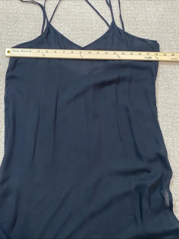 Free People Black Long Crisscross-Back Nightgown with Asymmetric Hem 100% Rayon - Image 11
